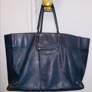 Balenciaga papier tote blue leather